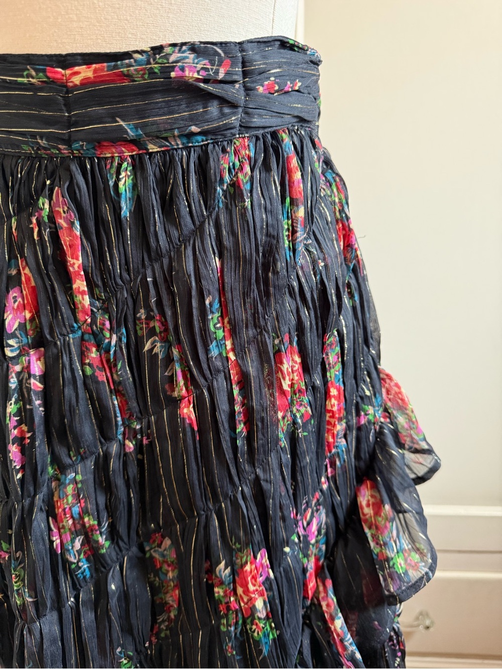 TOPSHOP Black Floral Ruffle Maxi Skirt - Picture 4 of 11
